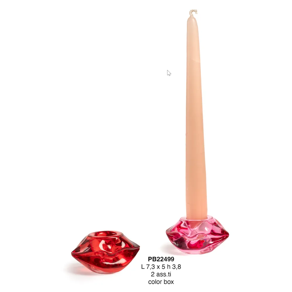 Paben portacandela a forma di bocca 7.3 cm vetro PB22499