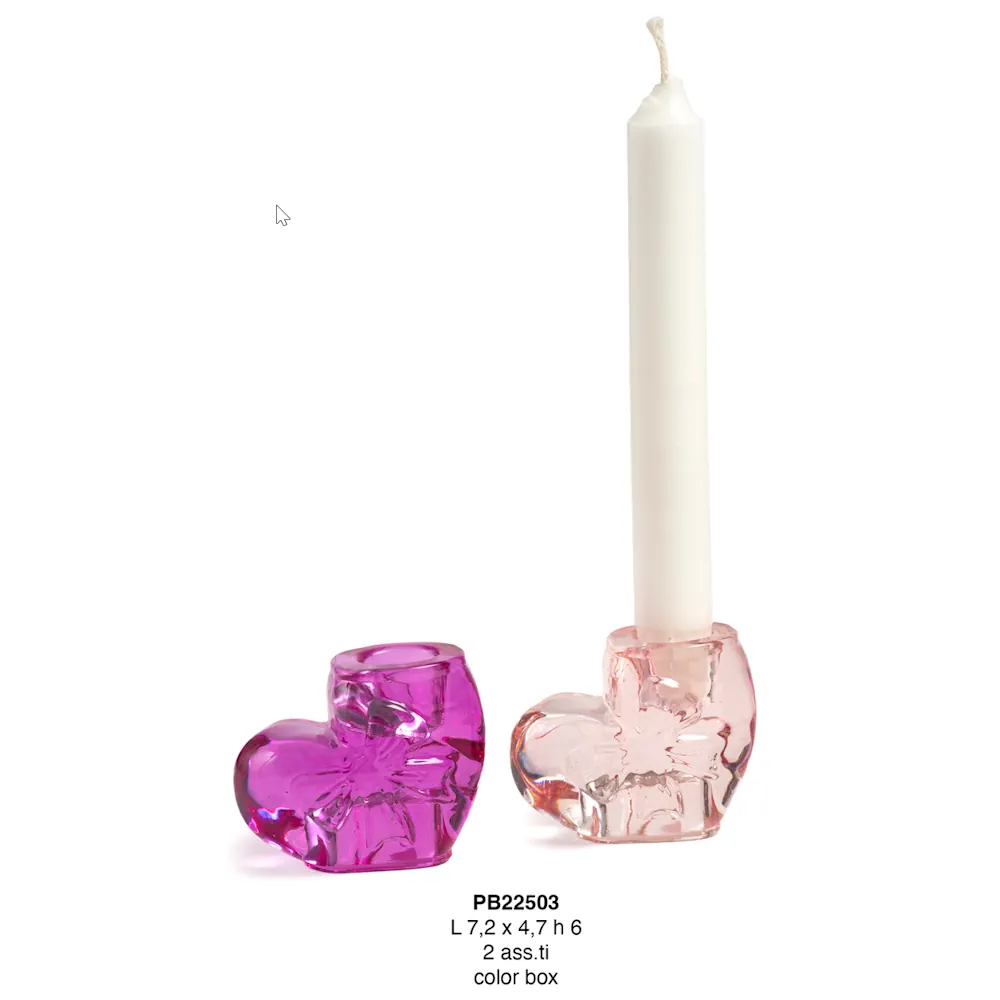 Paben portacandela a forma di cuore 7.2 cm vetro PB22503