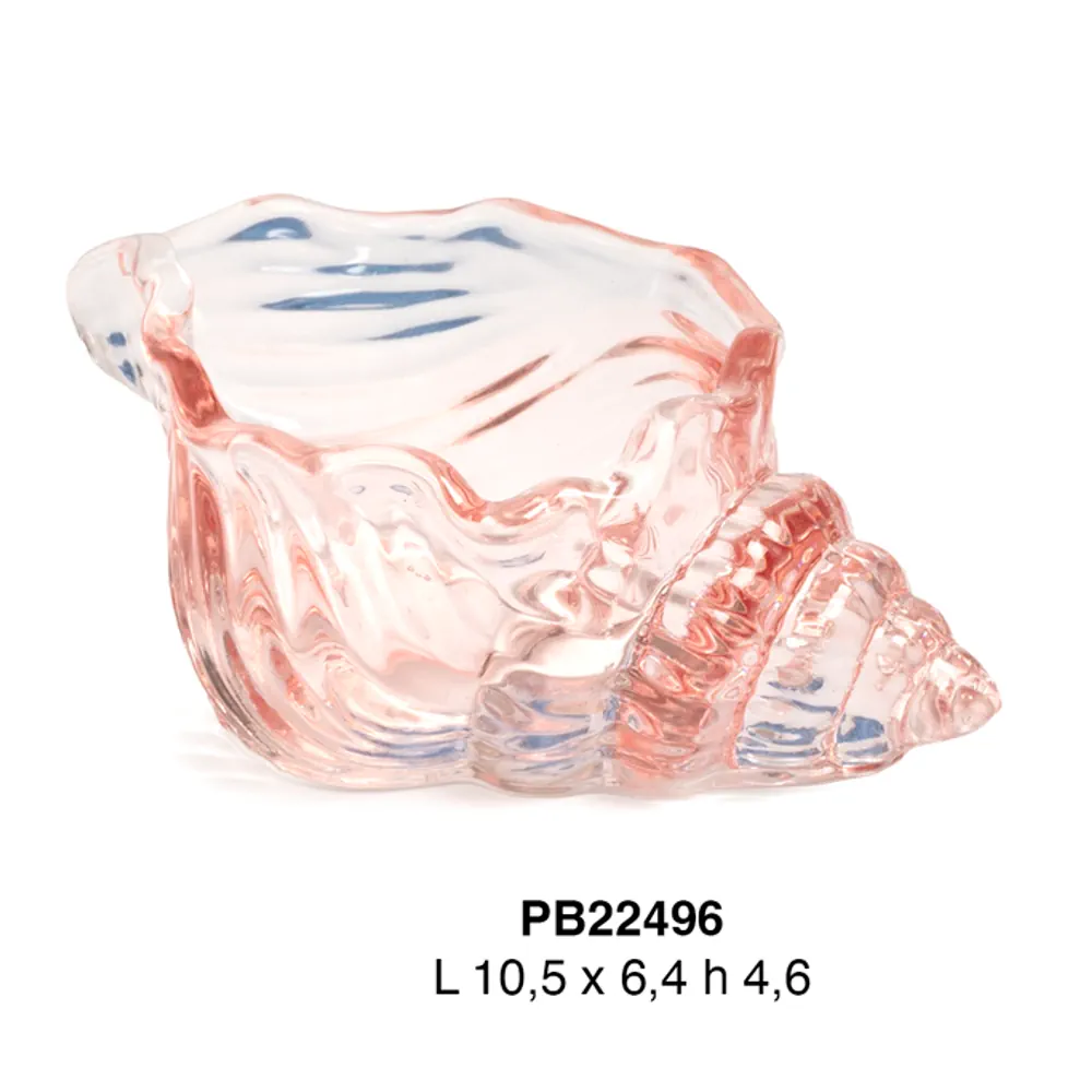 Paben portacandela conchiglia 10.5 cm. vetro rosa PB22496