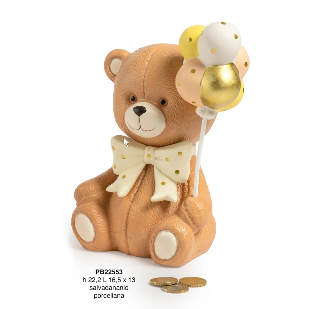 Paben salvadanaio orsetto con palloncini 22.2 cm porcellana PB22553