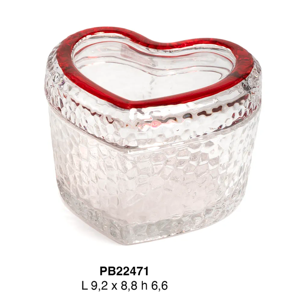 Paben scatola a forma di cuore in vetro con bordo rosso PB22471