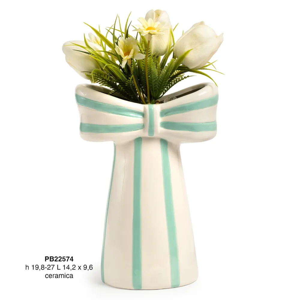Paben vaso a forma di fiocco righe verdi 27 cm PB22574
