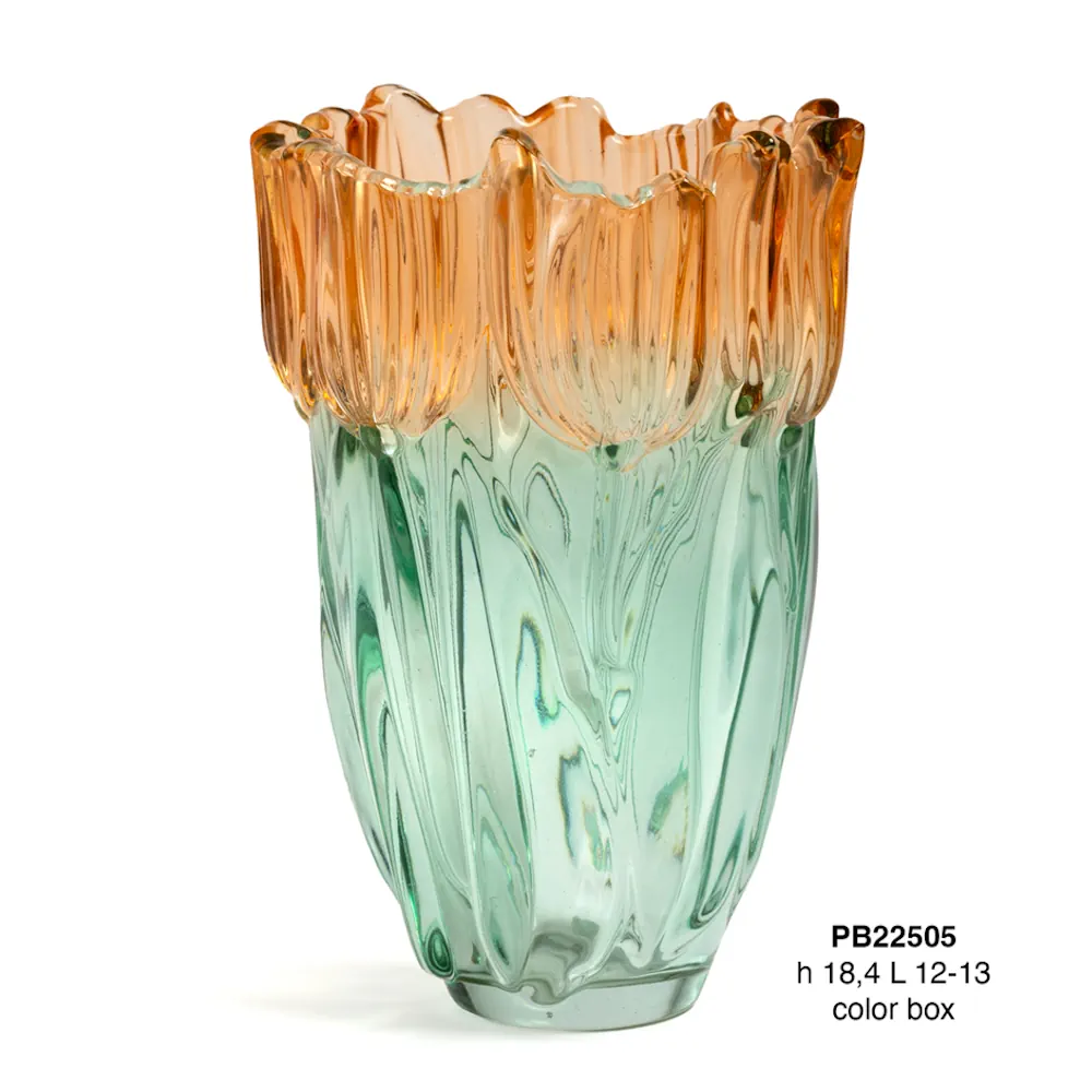 Paben vaso con tulipani 18.4 cm vetro bicolore PB22505